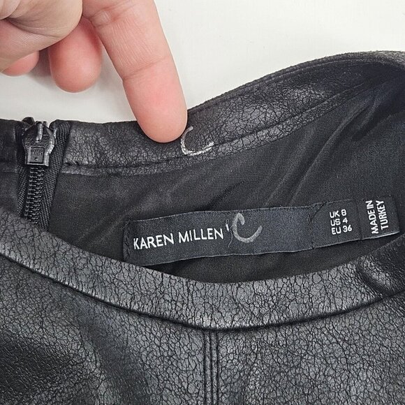 Karen Millen Camo Faux Leather Panel Skater Fit & Flare Dress Women’s Size 4 - Picture 5 of 8